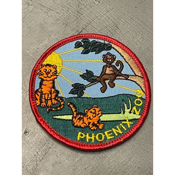 Phoenix Zoo Embroidered Vintage Sew On Patch Monkeys Tigers AZ Arizona New Scout - Picture 1 of 6